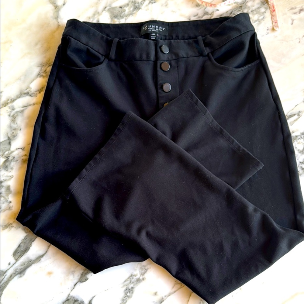Laundry by Shelli Segal Women’s Black Stretch Pull-On Cropped Ankle Work Pants L